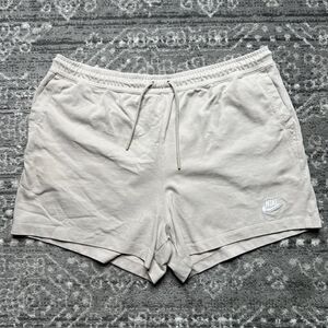 Nike Women's Standard Fit Mid Rise Beige Knit Drawstring Shorts Size XL